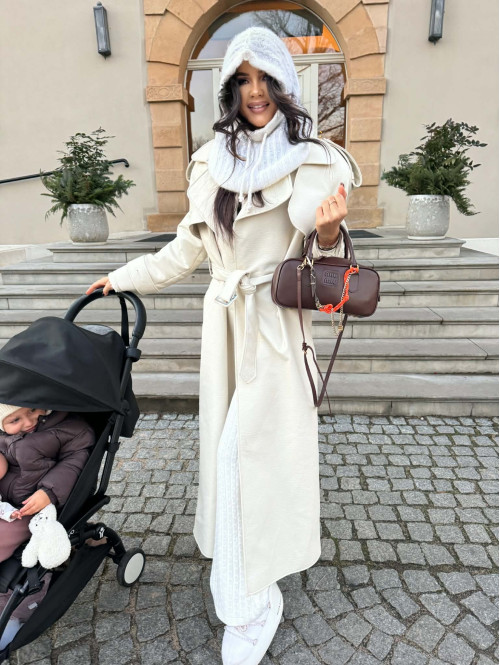 Śmietankowy kaptur balaclava z domieszką alpaki Sylvia - photo #5