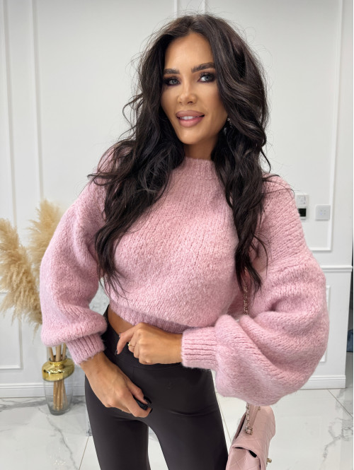 Pudrowy róż sweter oversize Ksawery 06