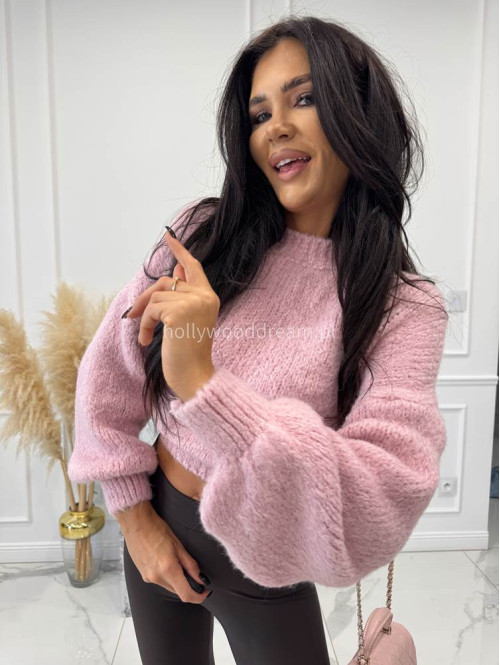 Pudrowy róż sweter oversize Ksawery 06 - photo #11