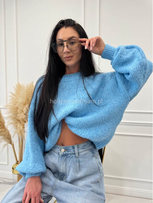 Niebieski sweter oversize Ksawery 06 - photo #12