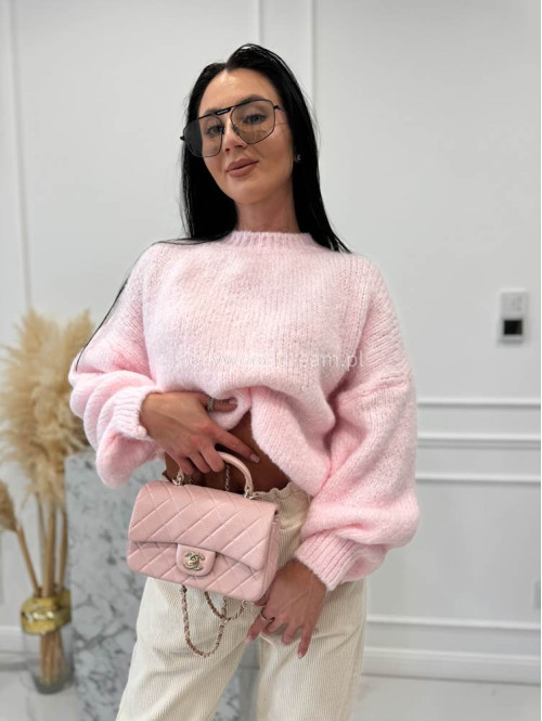 Jasny pudrowy róż sweter oversize KSAWERY 06,52,19 - photo #7