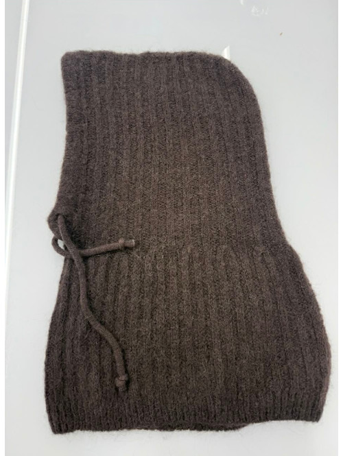 Czekoladowy kaptur balaclava z domieszką alpaki Sylvia