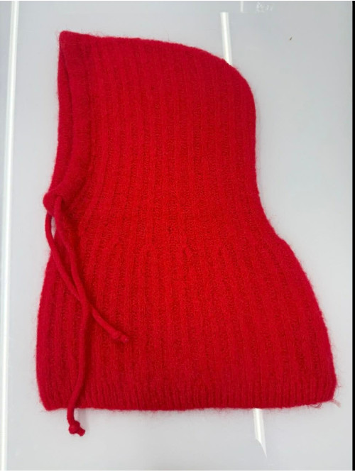 Czerwony kaptur balaclava z domieszką alpaki Sylvia