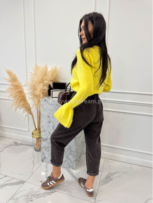 Żółty sweter z baby alpaką i falbanką na rękawkach Lola 02 - photo #2