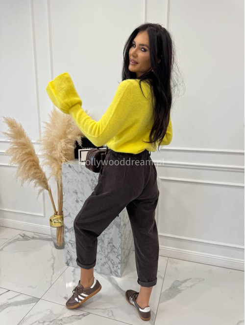 Żółty sweter z baby alpaką i falbanką na rękawkach Lola 02 - photo #3