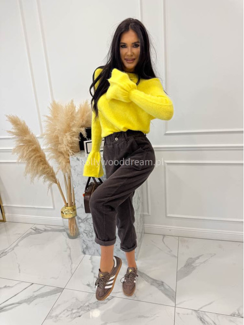 Żółty sweter z baby alpaką i falbanką na rękawkach Lola 02 - photo #5