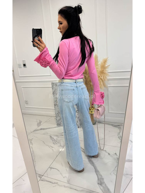 Barbie róż bawełniana bluzka z rękawem dzwonek i 3-różami Maja 24 - photo #5