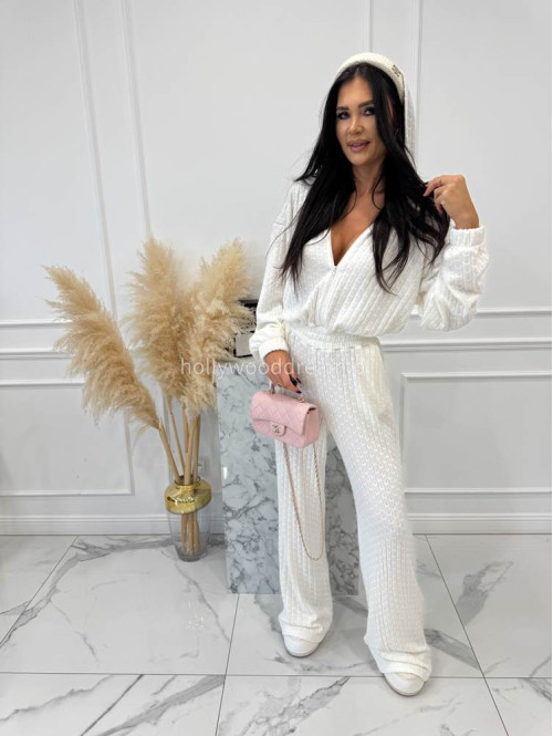 Biały kombinezon o warkoczowym splocie ASPEN 183 - photo #6