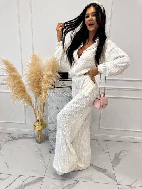 Biały kombinezon o warkoczowym splocie ASPEN 183 - photo #12