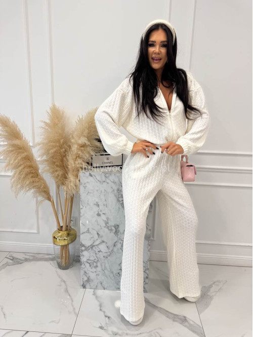 Biały kombinezon o warkoczowym splocie ASPEN 183 - photo #13