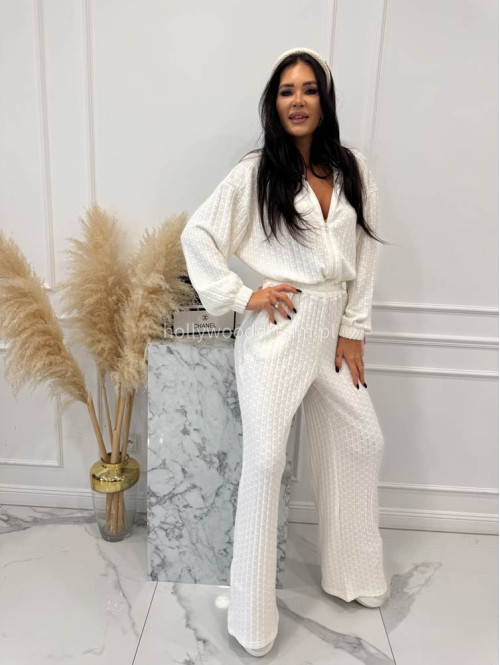 Biały kombinezon o warkoczowym splocie ASPEN 183 - photo #16