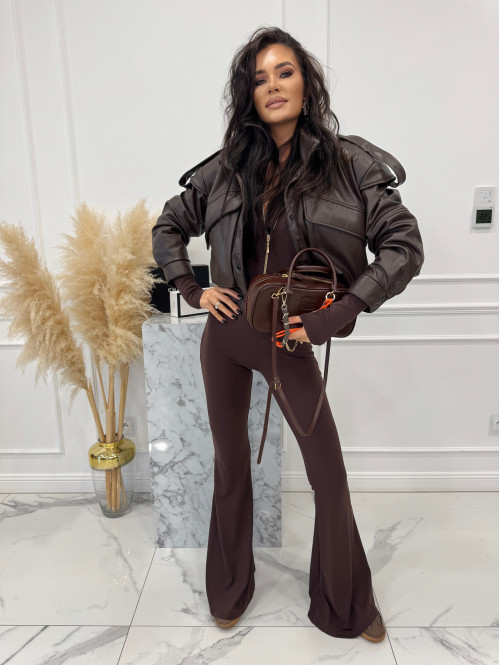 Kurtka bomberka eko-skóra LINSEY czekoladowa 131 - photo #110