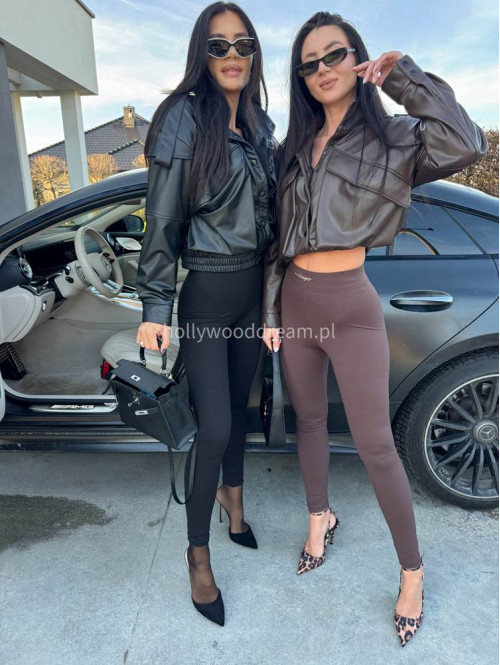 Kurtka bomberka eko-skóra LINSEY czekoladowa 131 - photo #114