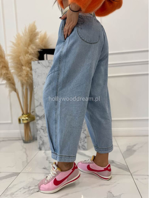 Jasno niebieskie spodnie loose fit z obniżonym krokiem Luk 52