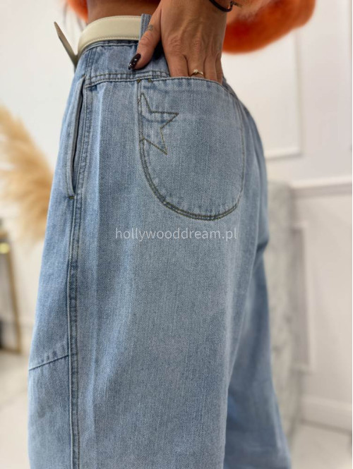 Jasno niebieskie spodnie loose fit z obniżonym krokiem Luk 52 - photo #3