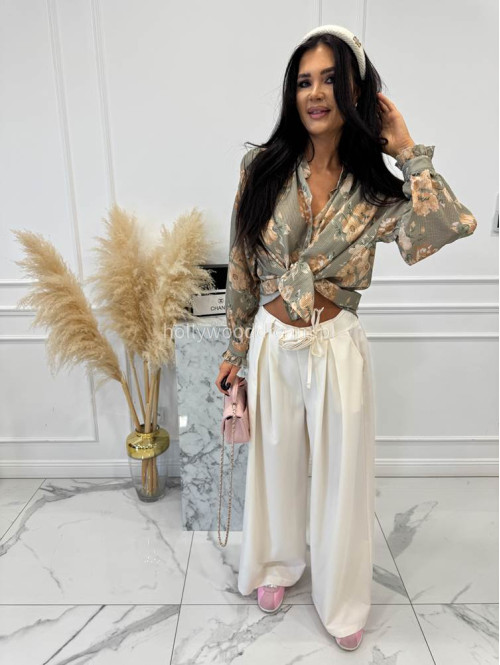 Zielona koszula oversize w brzoskwiniowe kwiaty Naomi 52 - photo #6