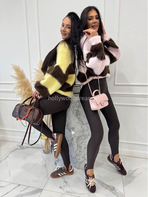 Żółty sweter w brązowe paski STRIP 19 - photo #3