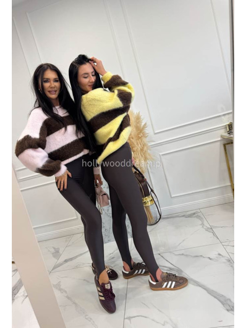 Żółty sweter w brązowe paski STRIP 19 - photo #6