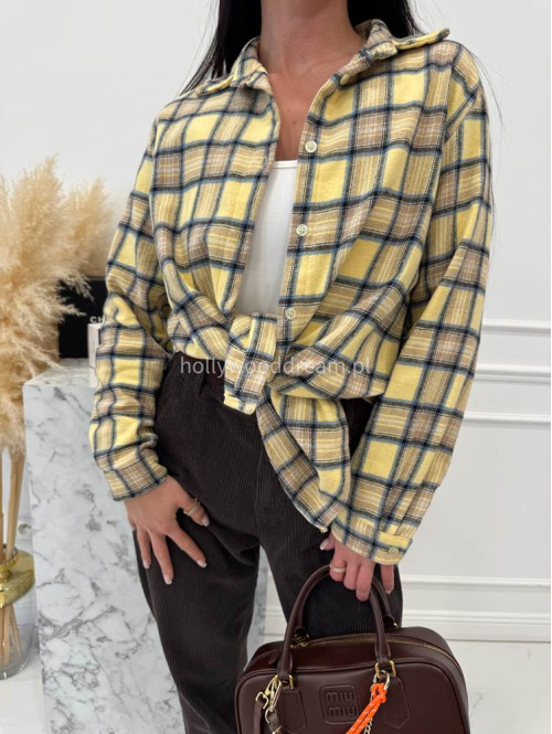 Żółto-beżowa koszula w kratę JENNY 52 - photo #10
