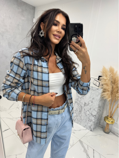 Błękitno-beżowa koszula w kratę JENNY 52