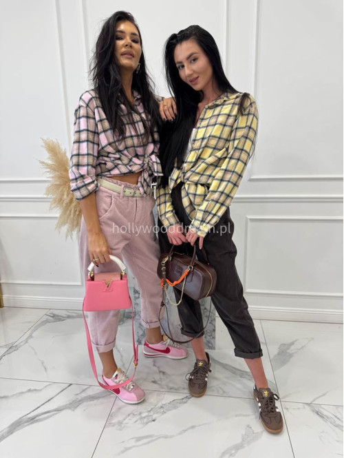 Różowo-beżowa koszula w kratę JENNY 52 - photo #3