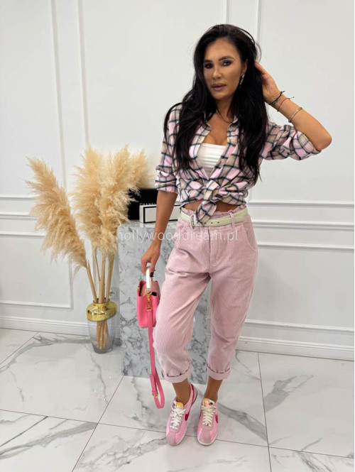 Różowo-beżowa koszula w kratę JENNY 52 - photo #6