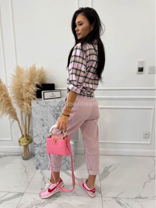 Różowo-beżowa koszula w kratę JENNY 52 - photo #7