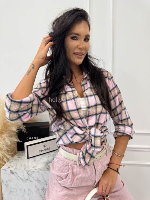 Różowo-beżowa koszula w kratę JENNY 52 - photo #10