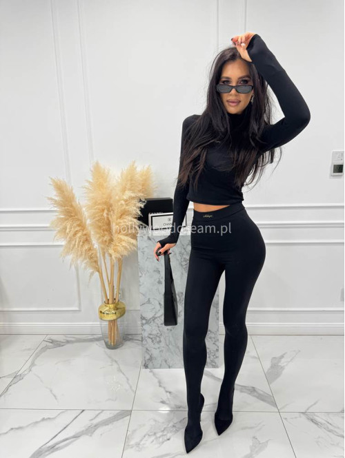 Czarny komplet top z golfem + legginsy SUZI 163 - photo #10