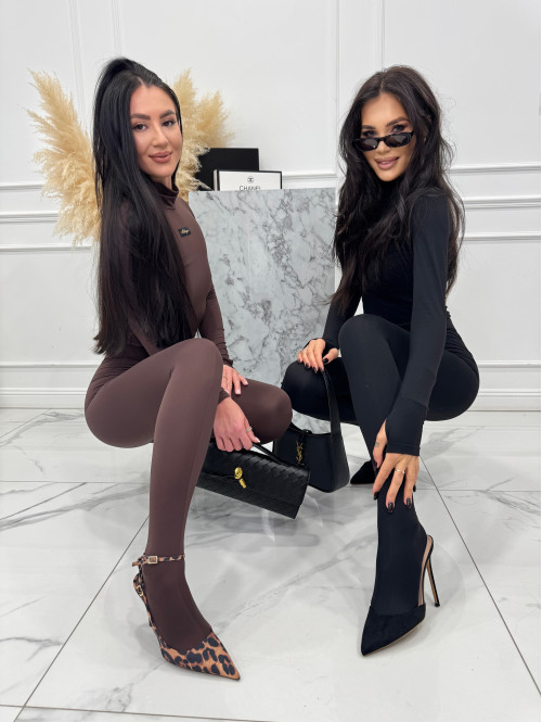 Czekoladowy komplet top z golfem + legginsy SUZI 163 - photo #3