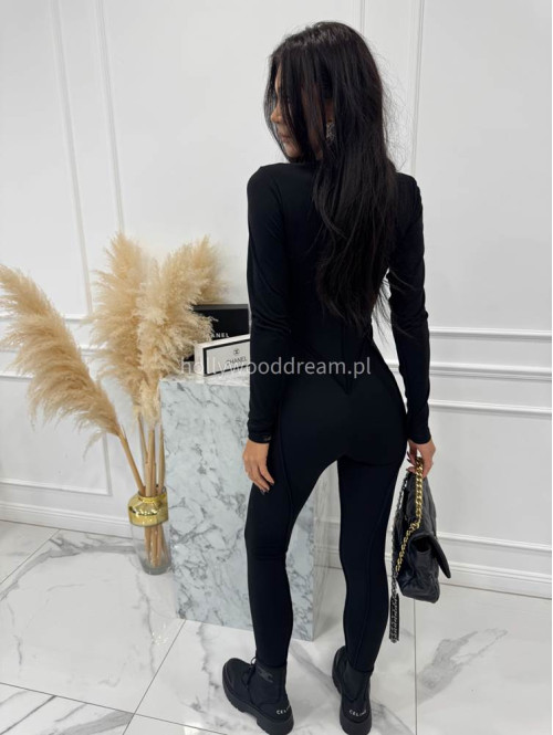 Czarny kombinezon zapinany na zamek z przeszyciami KARLOS 163 - photo #5