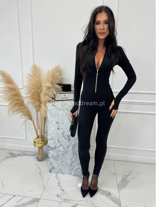 Czarny kombinezon zapinany na zamek z logo na rękawie PARKER 163 - photo #1