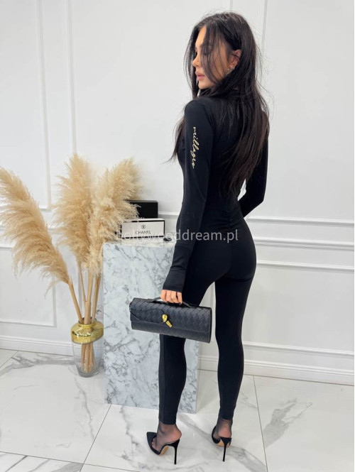 Czarny kombinezon zapinany na zamek z logo na rękawie PARKER 163 - photo #3