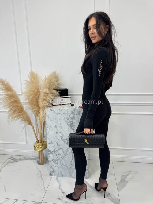 Czarny kombinezon zapinany na zamek z logo na rękawie PARKER 163 - photo #4