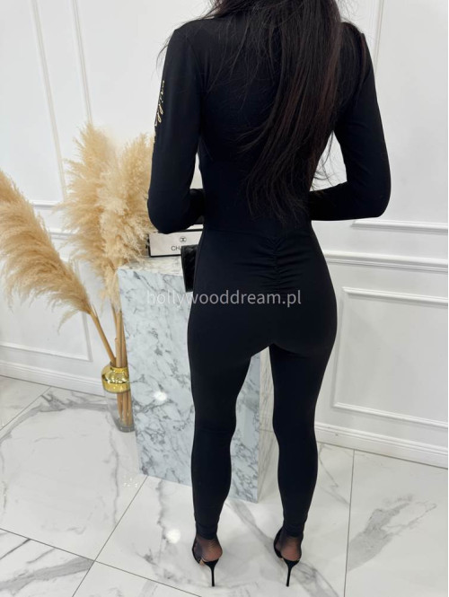 Czarny kombinezon zapinany na zamek z logo na rękawie PARKER 163 - photo #6