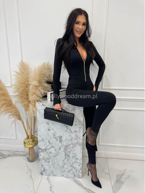 Czarny kombinezon zapinany na zamek z logo na rękawie PARKER 163 - photo #8