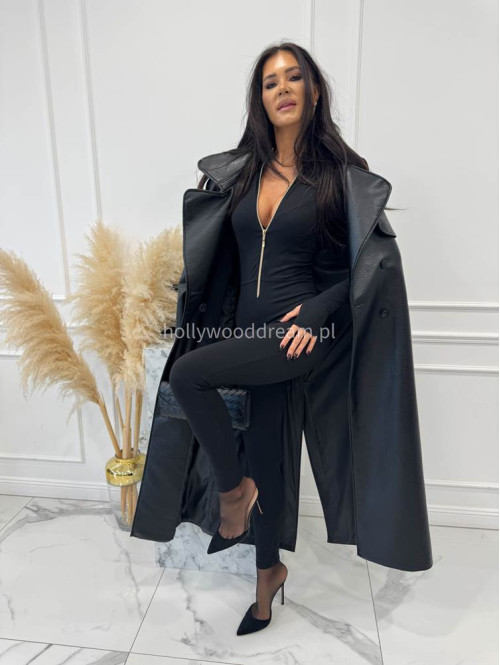 Czarny kombinezon zapinany na zamek z logo na rękawie PARKER 163 - photo #10