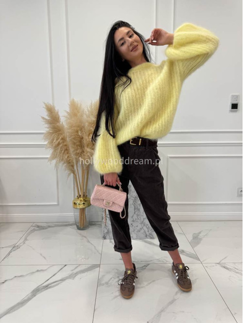 Żółty sweter moherowy z poszerzanymi rękawami WALENCJA 52 - photo #8