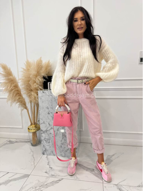 Kremowy sweter moherowy z poszerzanymi rękawami WALENCJA 52 - photo #4