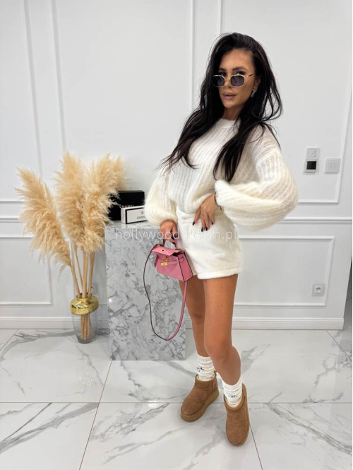 Kremowy sweter moherowy z poszerzanymi rękawami WALENCJA 52 - photo #11