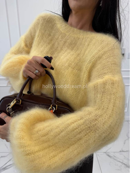 Żółty sweter moherowy z szerszymi rękawami LEOVELY 52,19 - photo #4