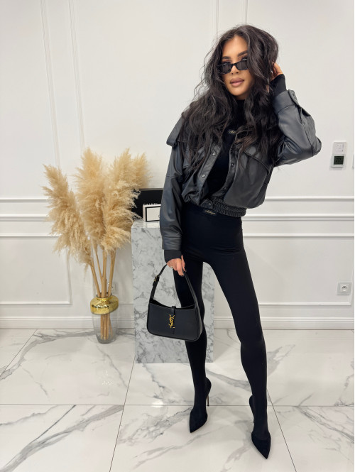 Kurtka bomberka eko-skóra LINSEY czarna 131 - photo #0