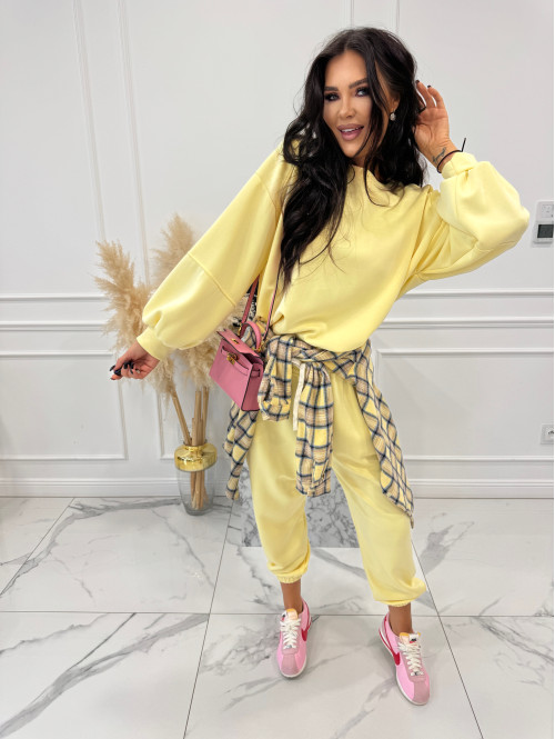Żółty komplet dresowy bluza+spodnie z wiskozą TOMAS 52