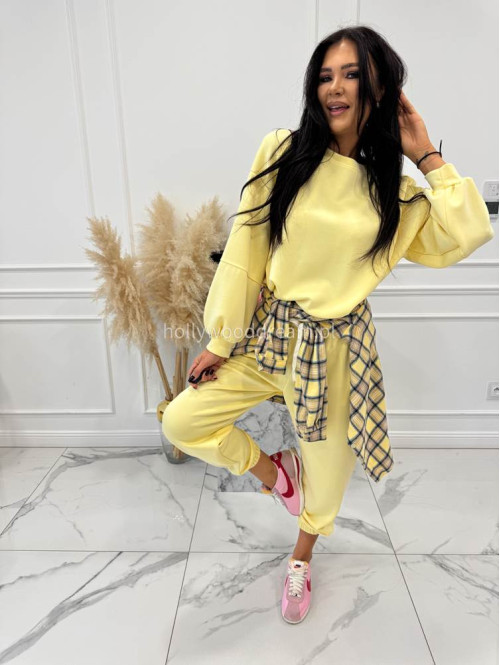 Żółty komplet dresowy bluza+spodnie z wiskozą TOMAS 52 - photo #1