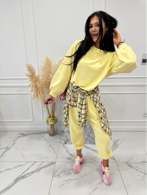 Żółty komplet dresowy bluza+spodnie z wiskozą TOMAS 52 - photo #2