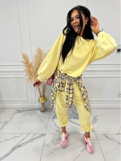 Żółty komplet dresowy bluza+spodnie z wiskozą TOMAS 52 - photo #5