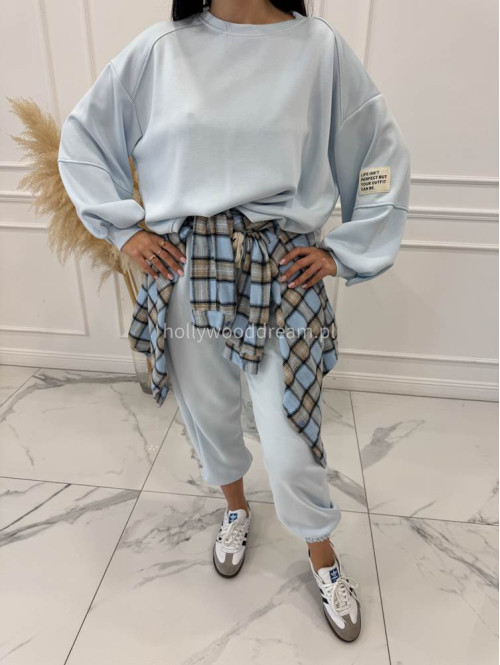 Błękitny komplet dresowy bluza+spodnie z wiskozą TOMAS 52 - photo #6