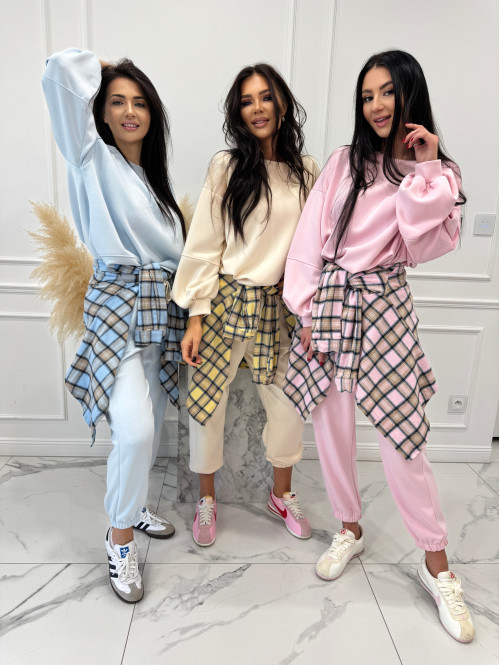 Pudrowy róż komplet dresowy bluza+spodnie z wiskozą TOMAS 52