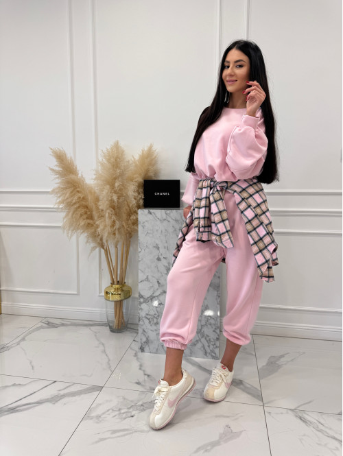 Pudrowy róż komplet dresowy bluza+spodnie z wiskozą TOMAS 52 - photo #1