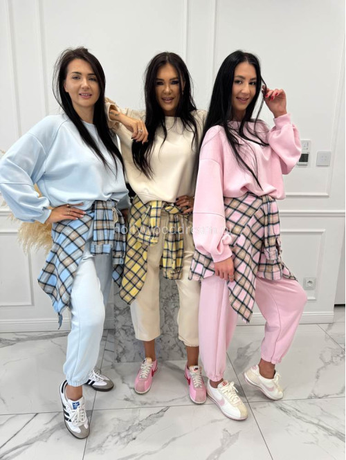 Pudrowy róż komplet dresowy bluza+spodnie z wiskozą TOMAS 52 - photo #3